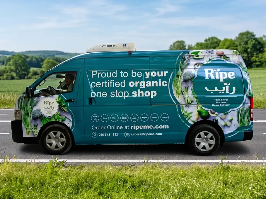 Delivery van branding design in Dubai